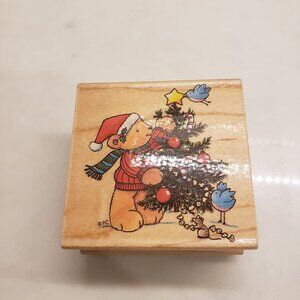 2 Rubber Stamps: All Night Media Holiday Helpers 632F Vintage & Santa Clause